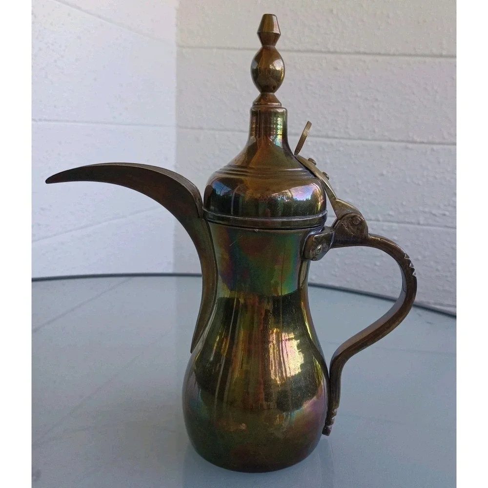 Vintage Brass Dallah Coffee Pot Made in India Ornate Engraved
